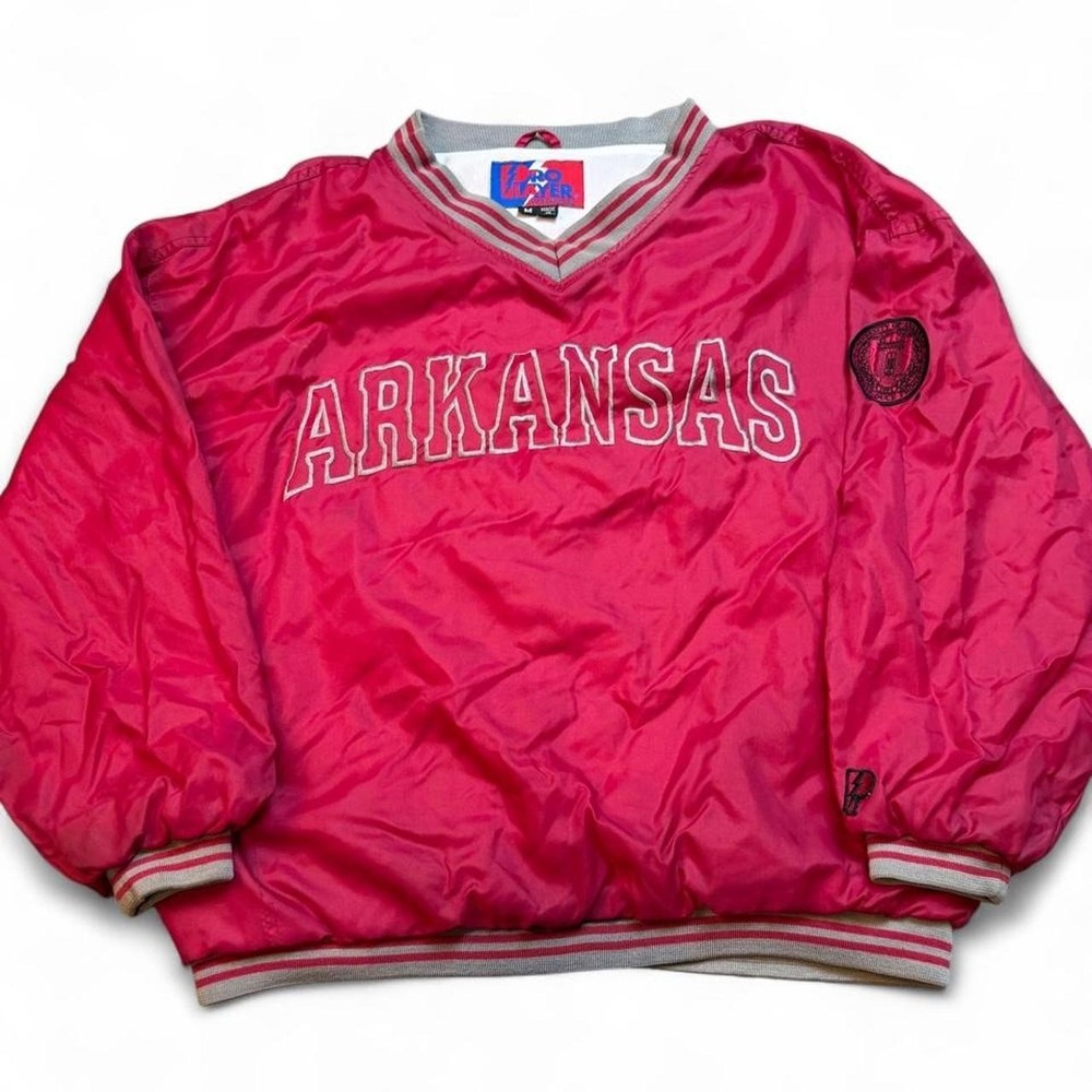 Vintage Arkansas Razorbacks pro player vneck windbreaker pullover 90s medium